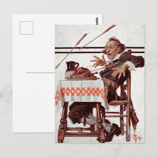 Postal Peregrino Asombrado. Día de Acción de Gracias de A (Anverso / Reverso)