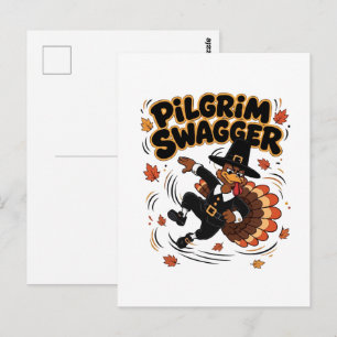 Postal Peregrino Swagger Pavo Día de Acción de Gracias Da