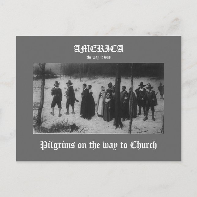 Postal Peregrinos camino a la iglesia (Anverso)