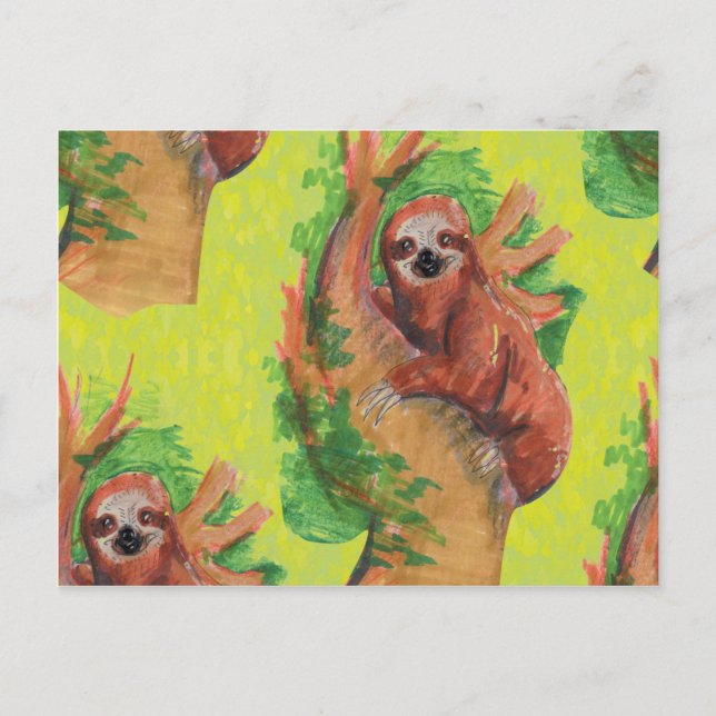 Postal pereza en el árbol (Anverso)