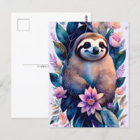Perezoso acuarela, Vida silvestre, Postcrossing