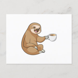 Postal Perezoso con taza de café