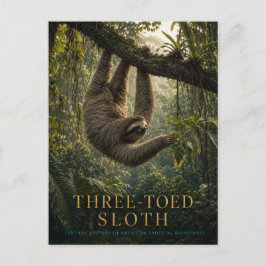 Postal Perezoso de Tres Dedos ANIMALES de la Selva Tropic