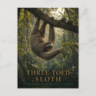 Postal Perezoso de Tres Dedos ANIMALES de la Selva Tropic