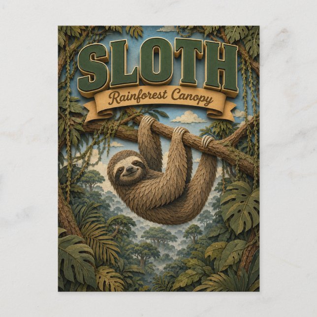 Postal Perezoso Dosel de la Selva POPCUT (Anverso)