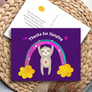 Postal Perezoso Morado Boho Arcoíris Cumpleaños Lindo Gra