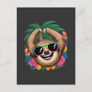 Postal Perezoso Tropical Kawaii – Vibraciones Veraniegas