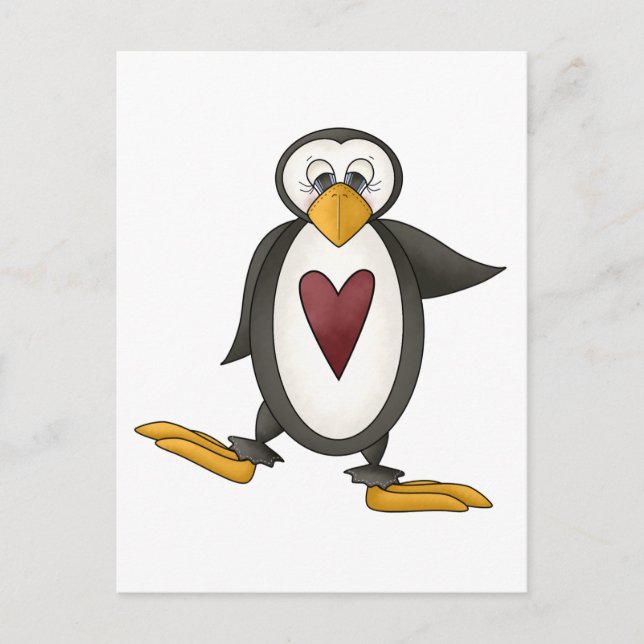 Postal Perfectamente Pingüino ・ Corazón (Anverso)