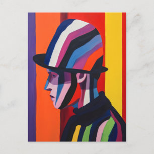 Postal Perfil abstracto con sombrero bowler