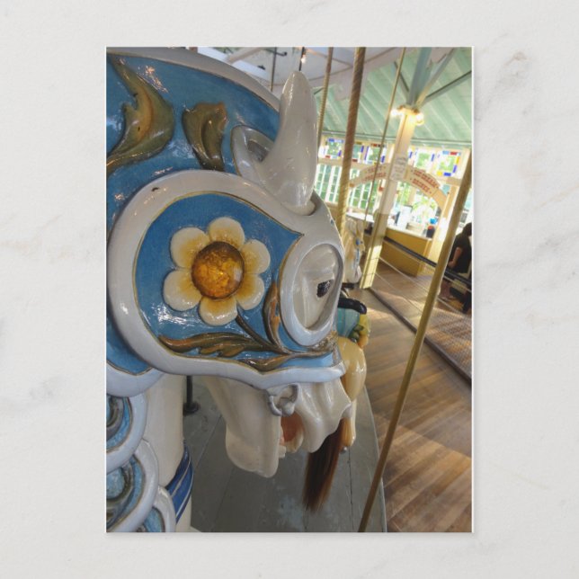 Postal Perfil de caballo azul blindado, carrusel de parqu (Anverso)