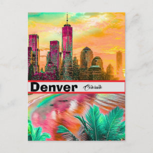 Postal Perfil de Denver , paisaje urbano de montañas Arch