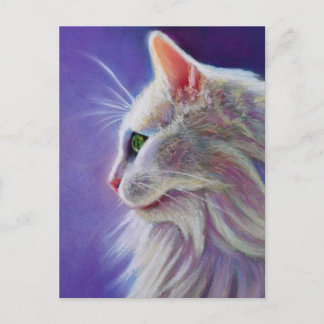 Postal Perfil de gato blanco