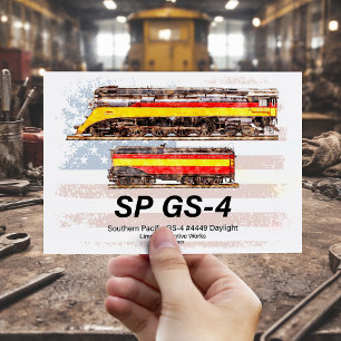 Postal Perfil de la locomotora GS-4 Daylight de Southern