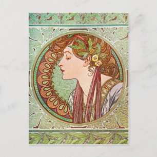 Postal Perfil de la mujer, Alphonse Mucha