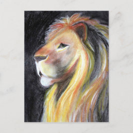 Postal Perfil de León León León Retrato Carbón Dibujo