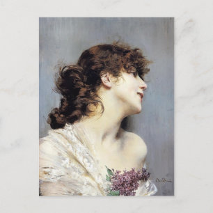 Postal Perfil de una joven por Giovanni Boldini