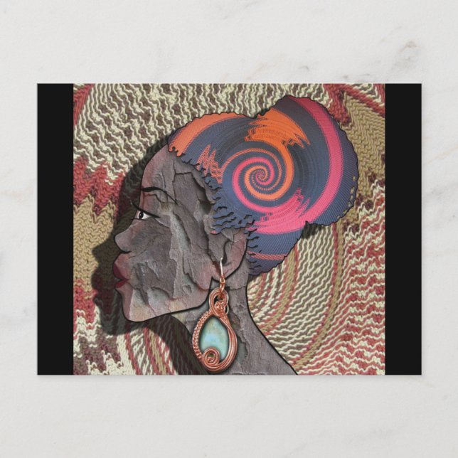 Postal Perfil de una mujer africana en una cesta tejida (Anverso)