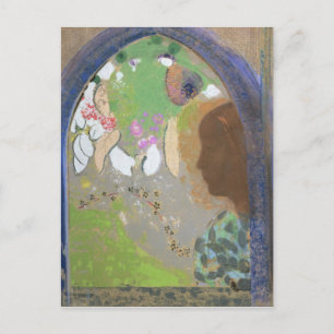 Postal Perfil de una mujer en una ventana, c.1912