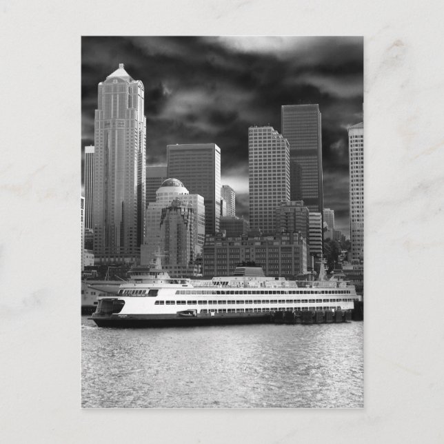 Postal perfil en blanco y negro de seattle (Anverso)