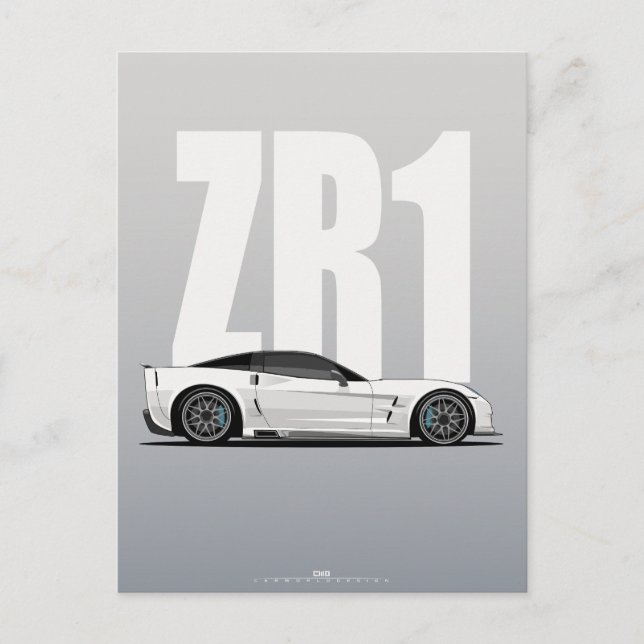 Postal Perfil lateral superior ZR1 C6 blanco Perfil de ar (Anverso)