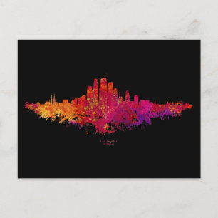 Postal Perfiles de la ciudad de Los Ángeles Colorido