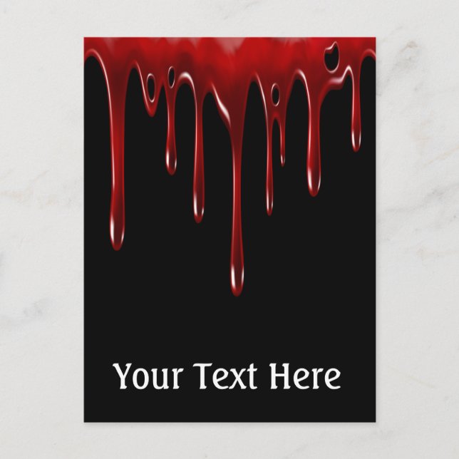Postal Perforaciones de sangre caídas en negro (Anverso)