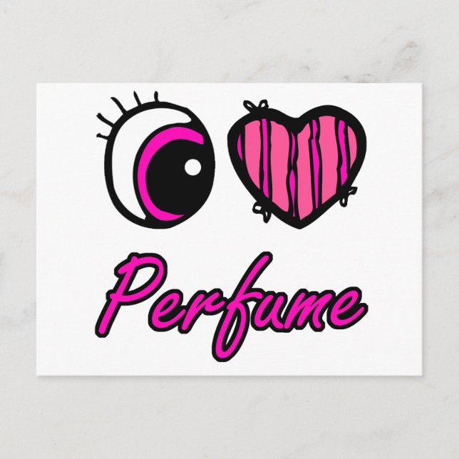 Postal Perfume Corazón Ojo Emo Me Encanta (Anverso)