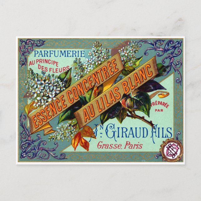 Postal Perfume Lilac blanco francés de 1915 (Anverso)