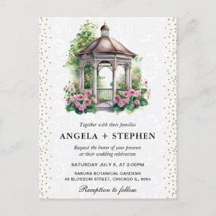 Postal Pérgola de jardín de primavera de acuarela boda