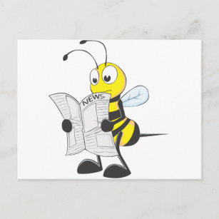 Postal Periódico feliz de la lectura de la abeja