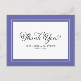 Postal Periwinkle Blue Elegant Moderno Boda Gracias