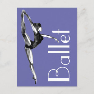Postal Periwinkle Bold Black, White Watercolor Ballerina