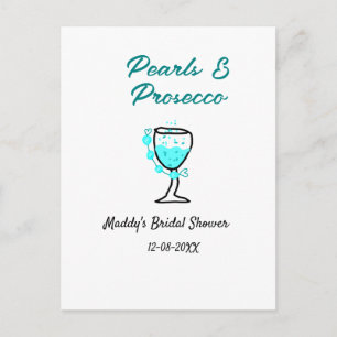 Postal Perlas y prosecco despedida de soltera azul negro