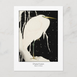 Postal Perón en nieve - Ohara Koson + título - Arte vinta