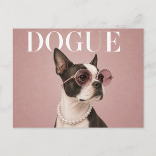 Postal Perra Terrier de Boston Rosa Covergirl