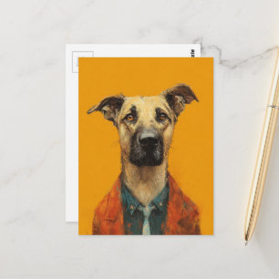 Postal Perrito adorable con traje