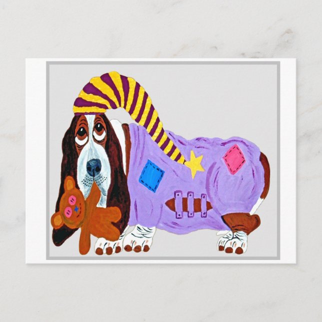 Postal Perrito bebé en traje de pijama (Anverso)