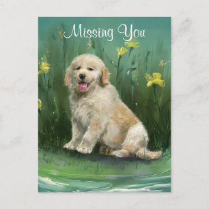 Postal Perrito de raza Retriever Dorado te echo de menos