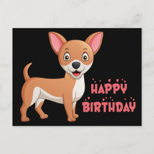 Postal Perrito Divertido Dibujo Animado Chihuahua Lindo C