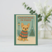 Perrito francés lindo Navidad en París | Vintage 