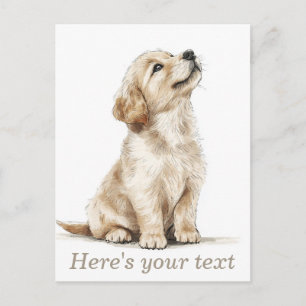 Postal Perrito Golden Retriever Beige Personalizado Bebé