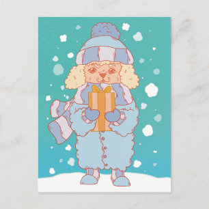 Postal Perro acogedor de invierno