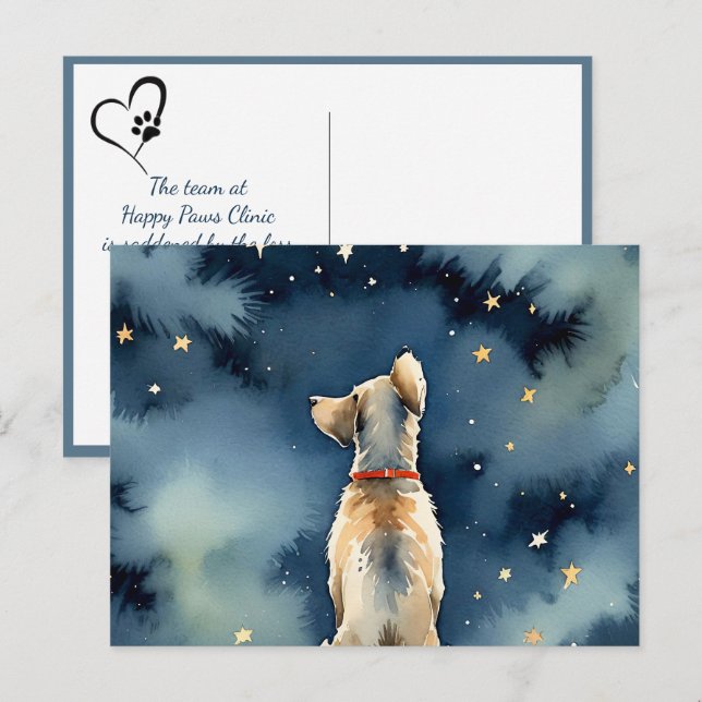 Postal Perro acuarela con pérdida de simpatía por Mascota (Anverso / Reverso)