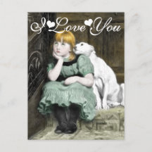 Perro Adorando Chica Pintura victoriana te amo