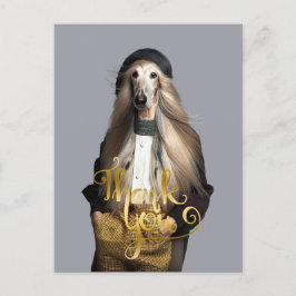 Postal Perro afgano cabello rubio en pantalones Gracias