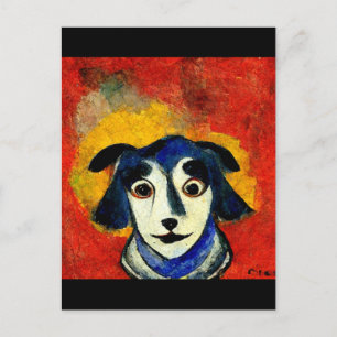 Postal Perro al estilo de Marc Chagall
