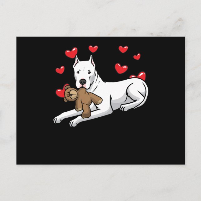 Postal Perro Argentino Con Animales Y Corazones Pintados (Anverso)