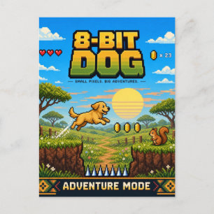 Postal Perro, Arte de Pixel Retro de 8 Bits