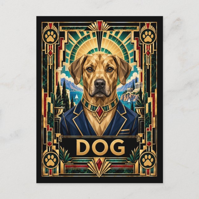 Postal Perro, Arte Deco Fauna (Anverso)