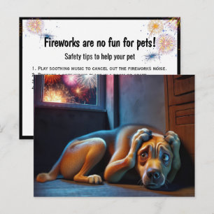 Postal Perro Asustado Mirando Fuegos Artificiales